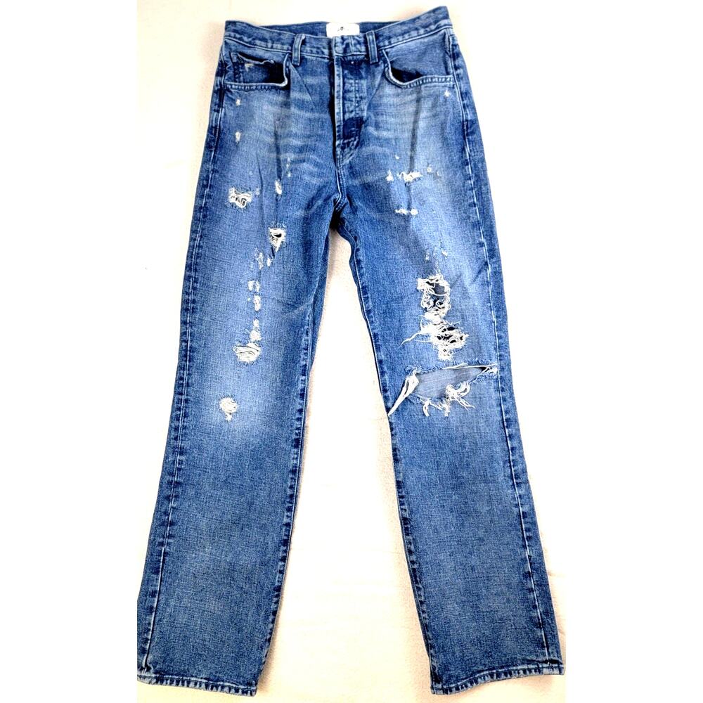 7 For All Mankind Easy Straight Maribl Distressed Jeans Size 27 - Picture 2 of 11
